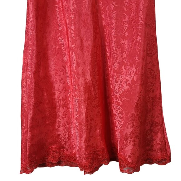 Victoria's Secret Chemise Nightie Red Pink Large Floral Adj Lace Gold Label VTG - Picture 3 of 6